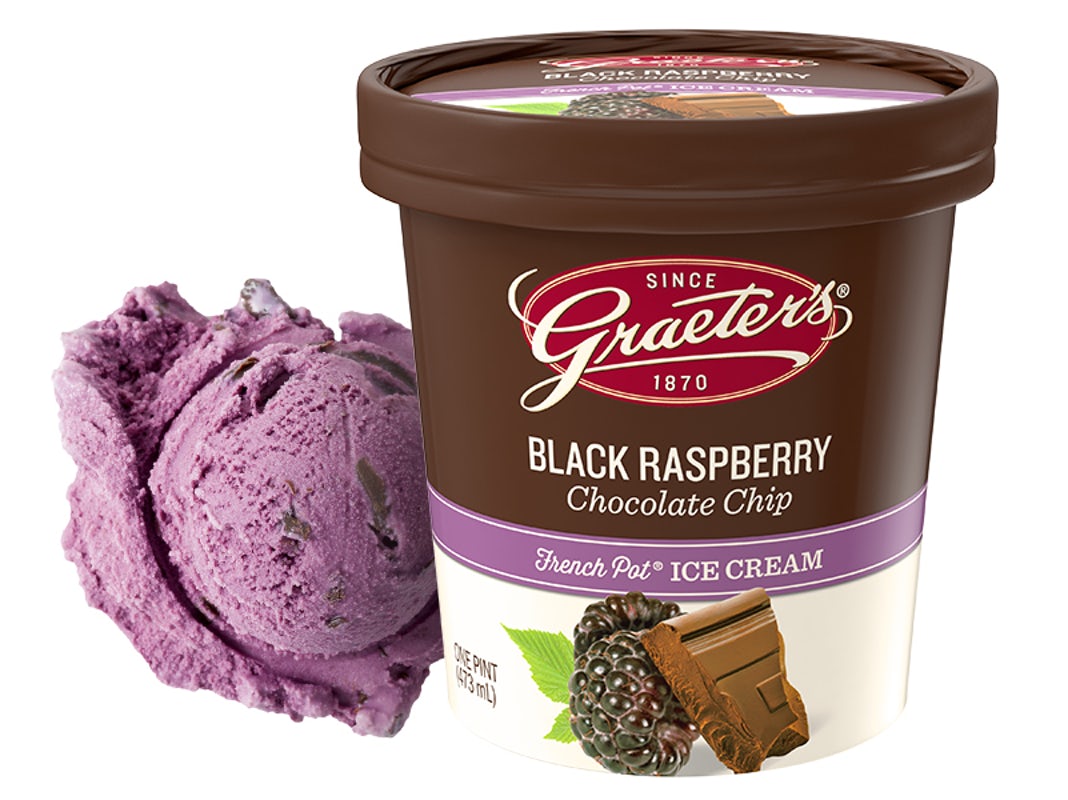 Order Black Raspberry Chocolate Chip Pint food online from Graeter's Ice Cream store, Louisville on bringmethat.com