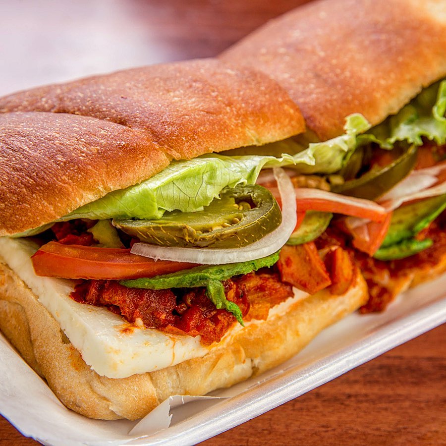 Order Chicharron Sandwich food online from Tortas El Manantial store, Phoenix on bringmethat.com