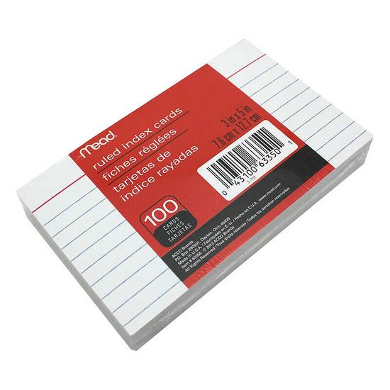 Order Mead Index Cards Ruled 3 X 5 Inch White 100 Count food online from Deerings Market store, Traverse City on bringmethat.com