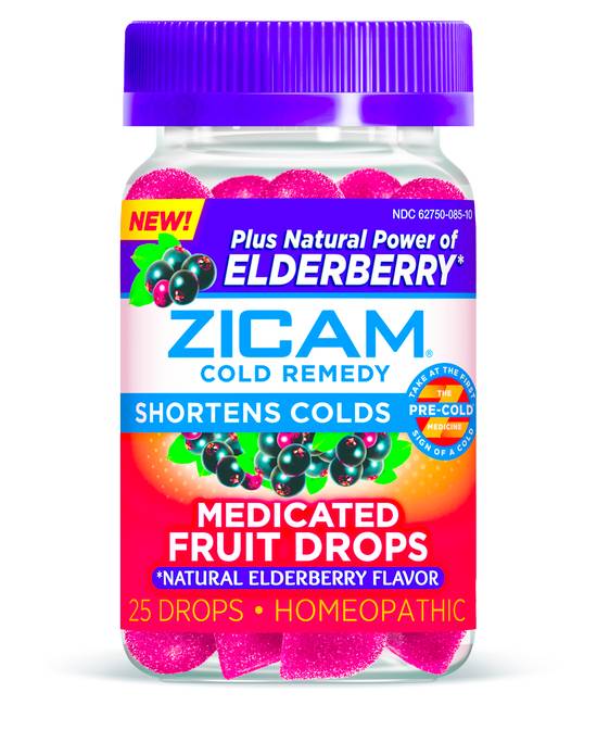 Order Zicam Natural Elderberry Cold Remedy Medicated Fruit Drops Homeopathic Medicine for Shortening Colds (25 ct) food online from Rite Aid store, BETHEL PARK on bringmethat.com