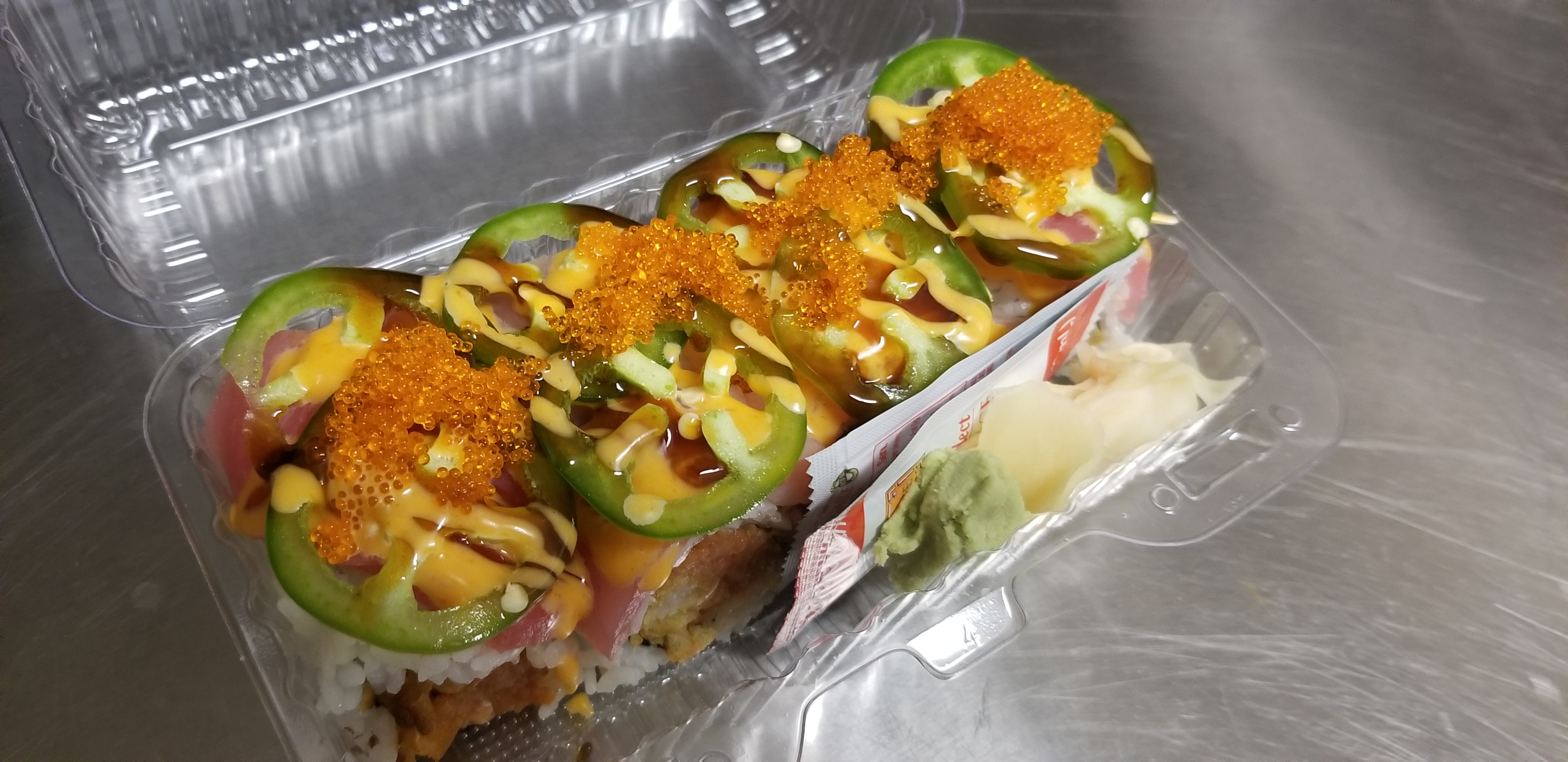 Order Spicy Rainbow Roll food online from Cu Sushi store, Salinas on bringmethat.com