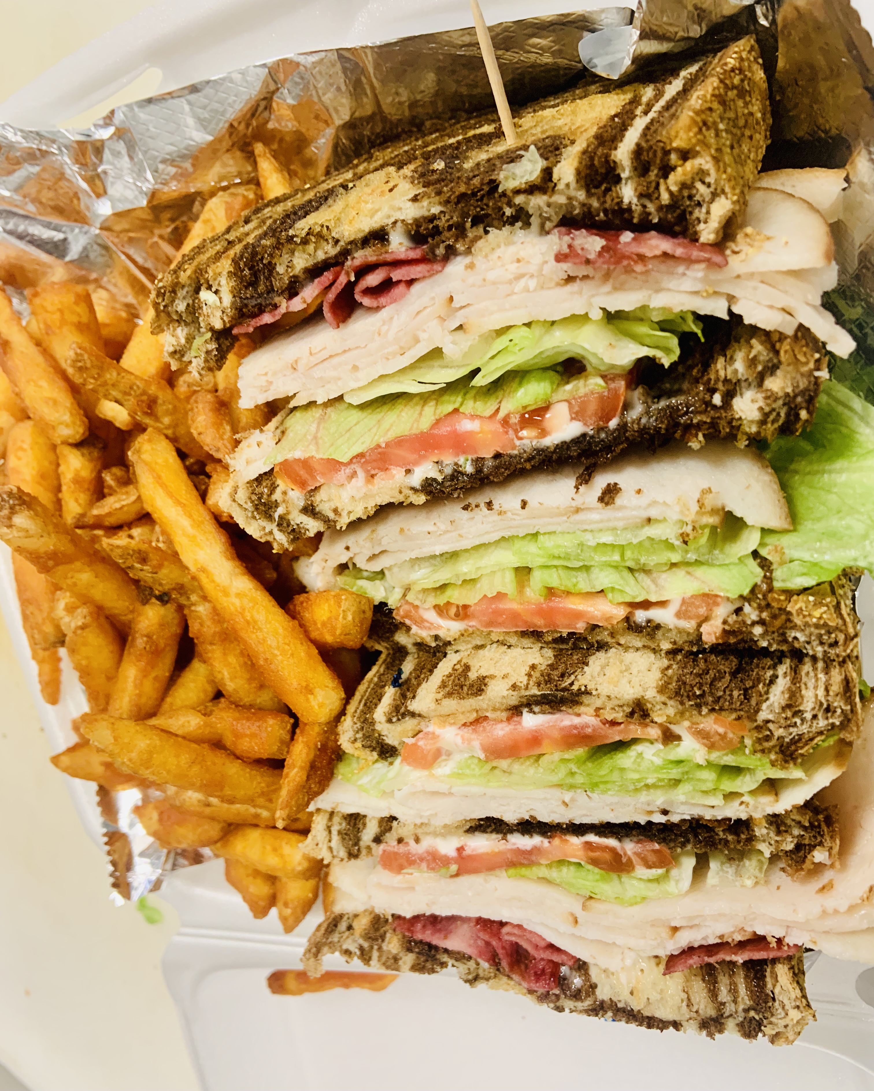 Order Turkey Club Sandwich with Fries food online from Comboz store, Toledo on bringmethat.com