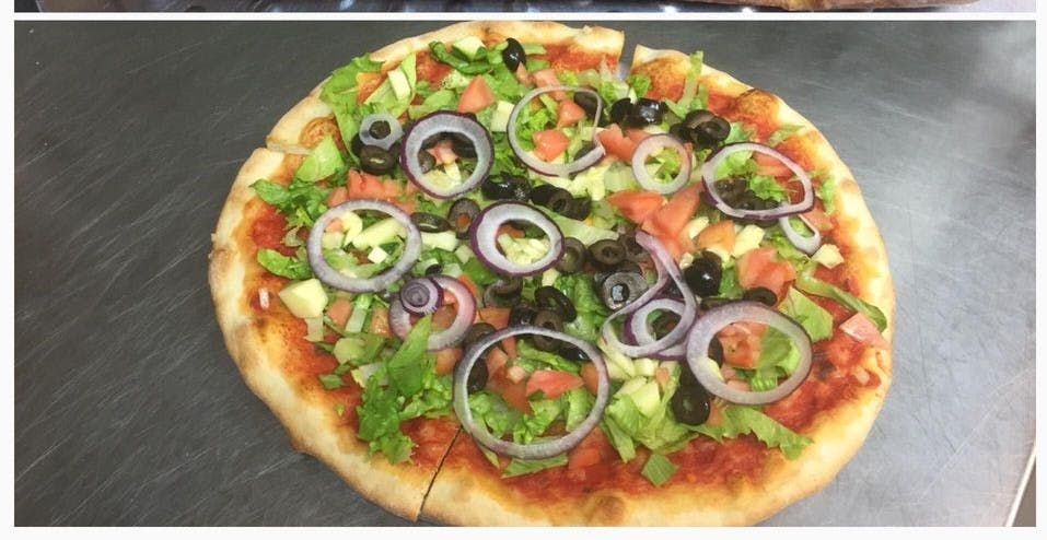 Order Salad Pizza - Small (6 Slices) food online from Pizza Time Restaurant store, Wappingers Falls on bringmethat.com