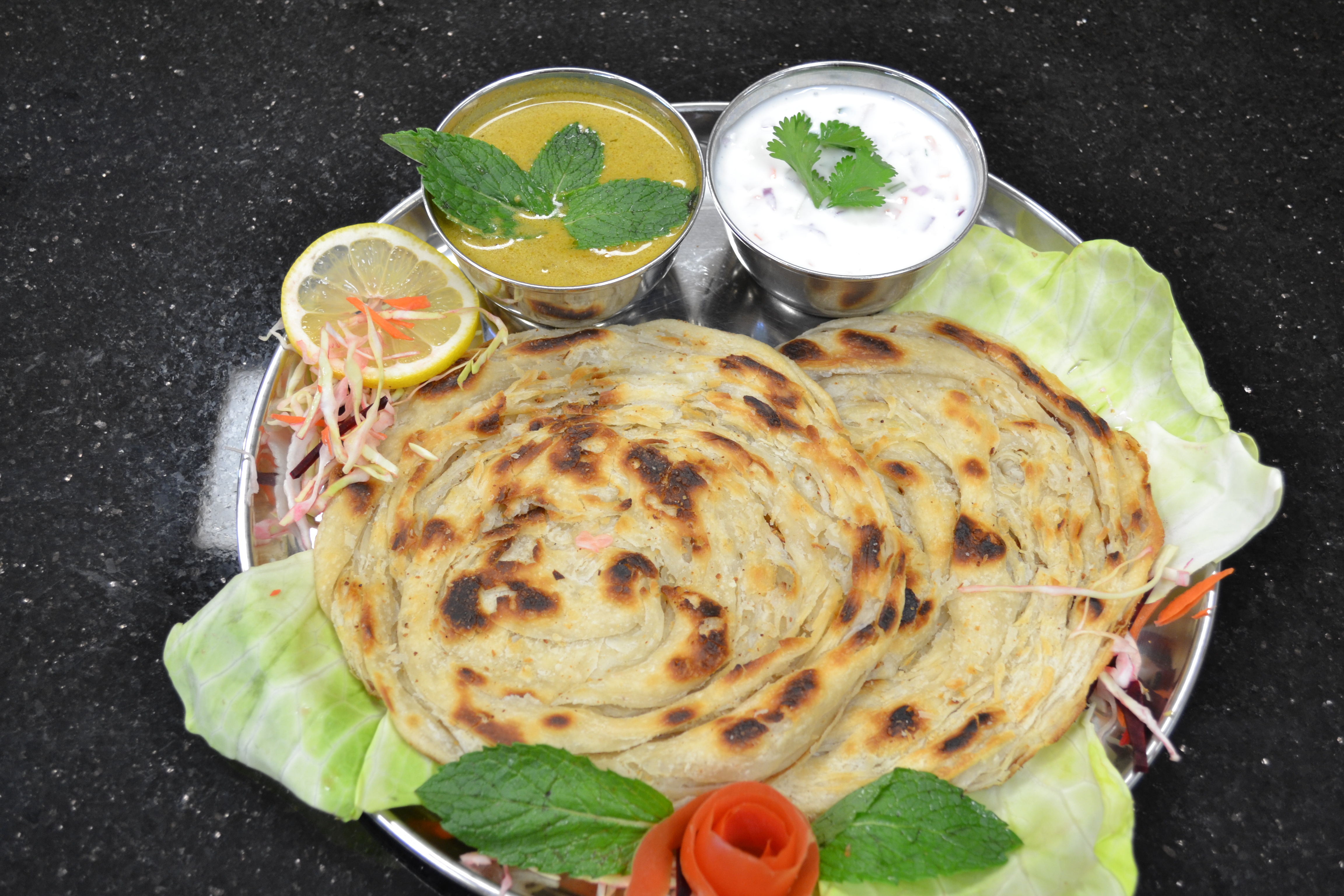 Order Parotta (2pcs) Kurma* food online from Tirupathi Bhimas store, Milpitas on bringmethat.com