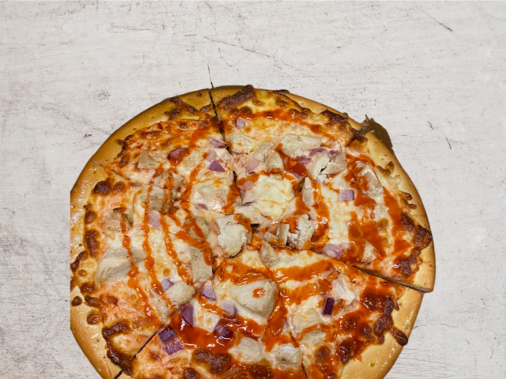 Order Buffalo Chicken Pizza* food online from The Slice Pizzeria store, San Antonio on bringmethat.com