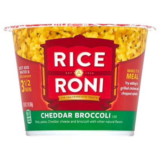 Order Rice-A-Roni Cheddar Broccoli Rice Cup 2.11oz food online from Everyday Needs by Gopuff store, San Leandro on bringmethat.com