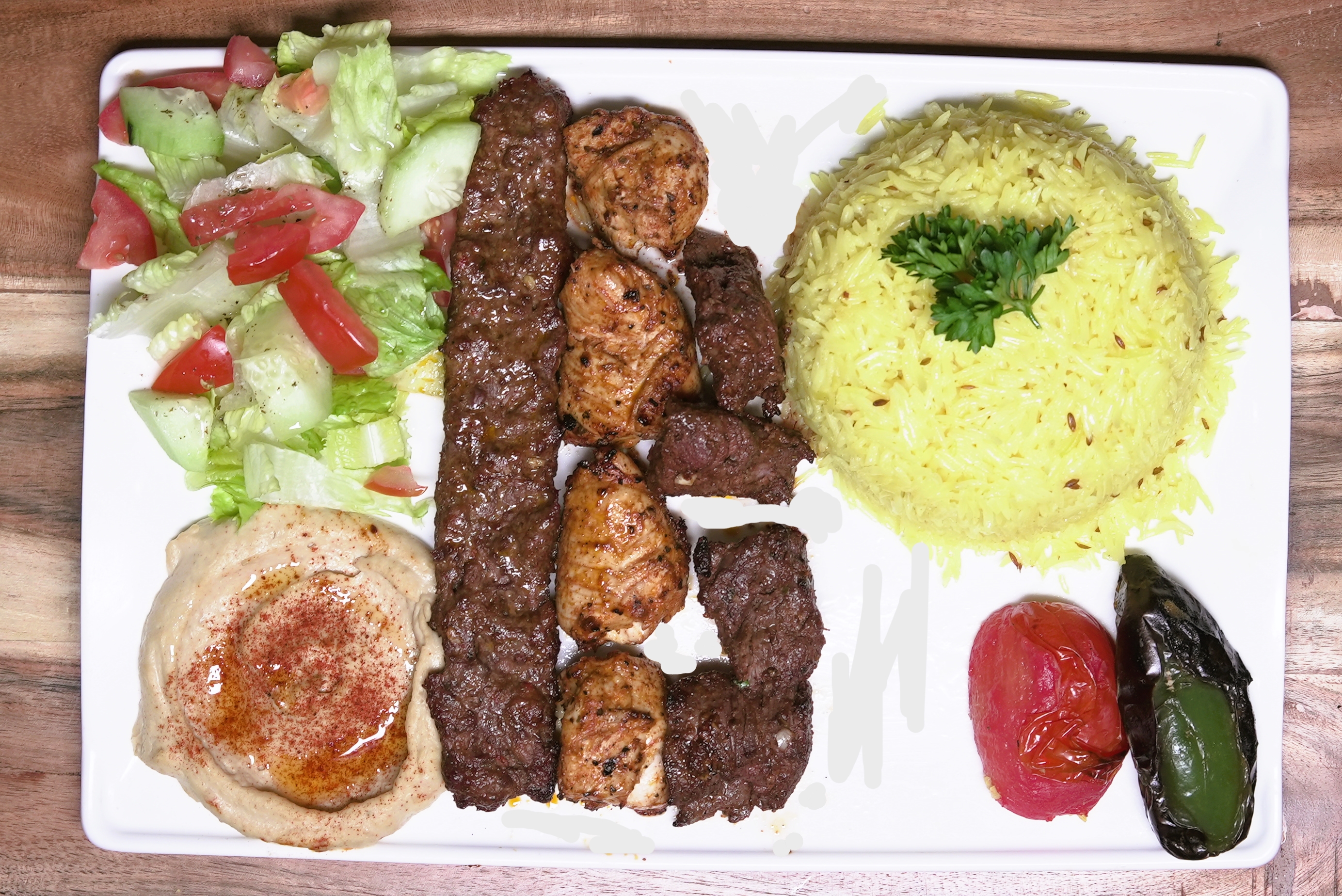 Order Mixed Shish Kebab food online from Shish mediterranean catering store, Studio City on bringmethat.com