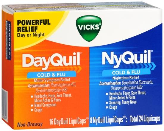 Order Vicks DayQuil/NyQuil Cold & Flu LiquiCaps food online from Scripx Pharmacy store, Plano on bringmethat.com