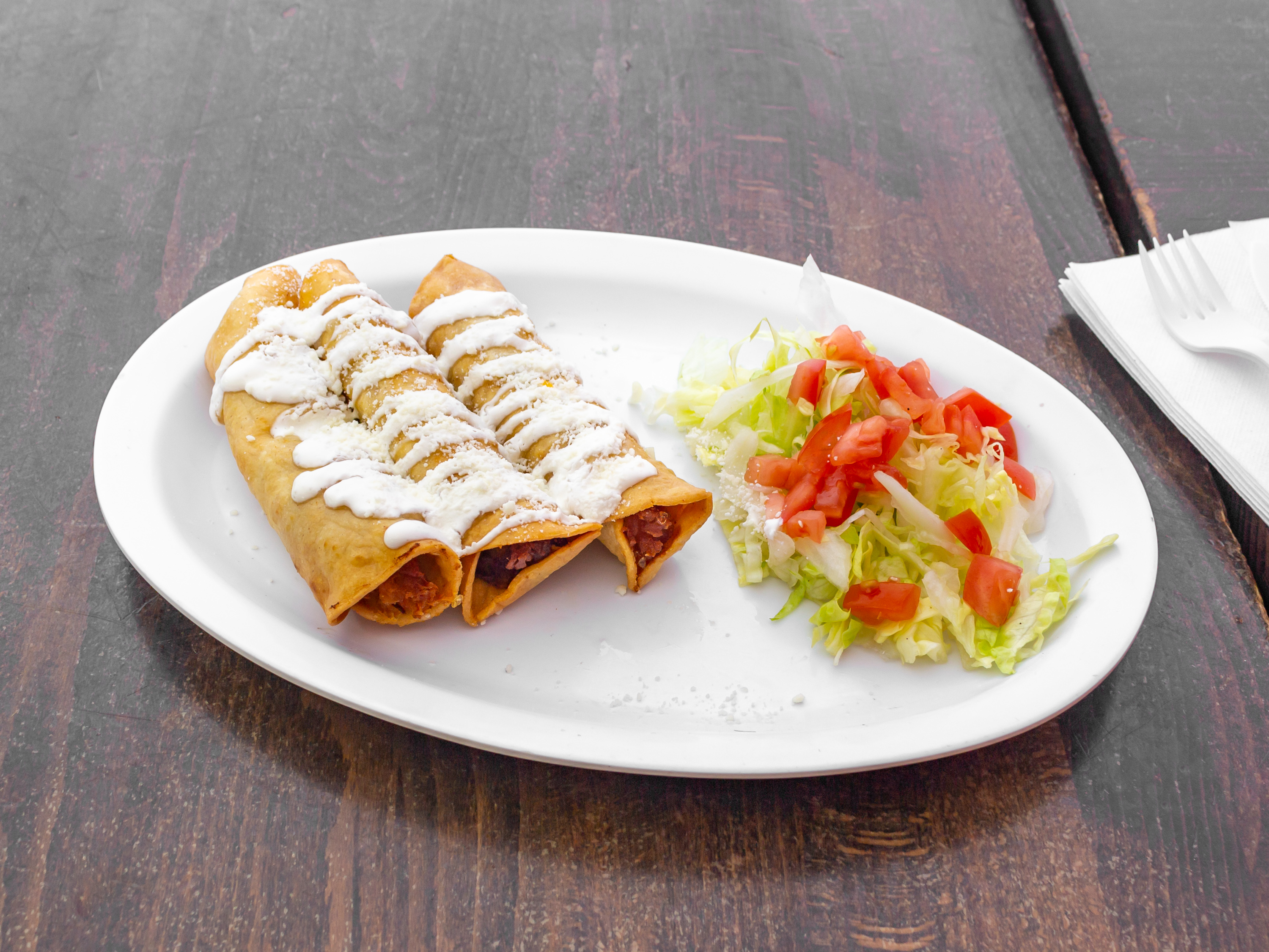 Order Pollo Tacos Dorados food online from Chinelos II store, New York on bringmethat.com