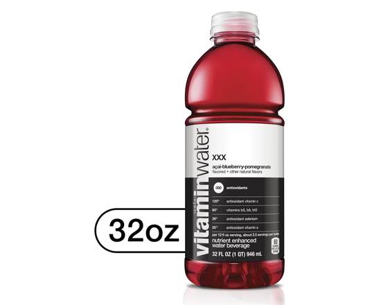 Order Vitamin Water XXX Acai-Blueberry-Pomegranate 32oz Bottle food online from Rocket store, Ontario on bringmethat.com