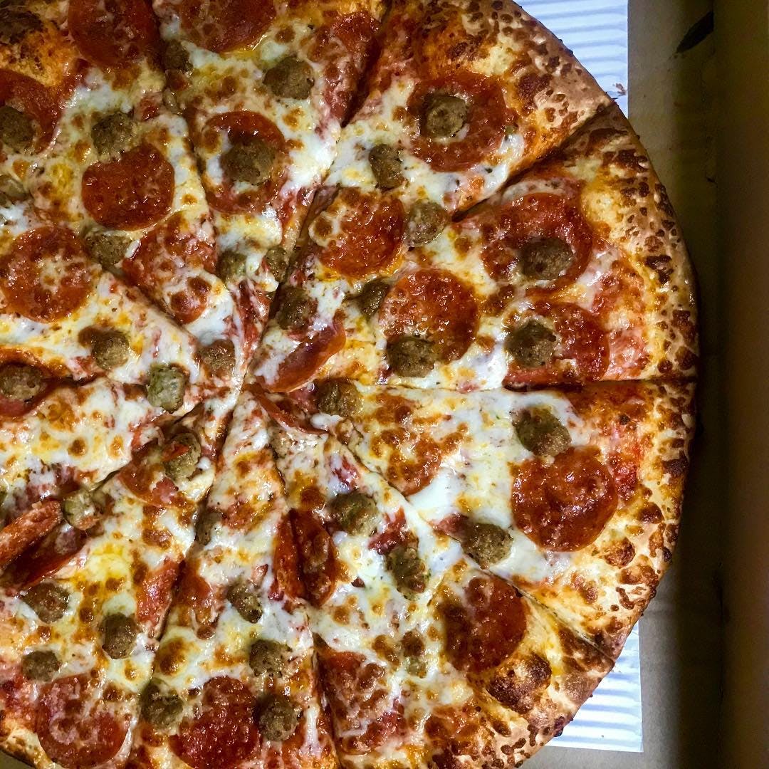 Order Meat Lovers Pizza - Medium 12" (8 Slices) food online from Omg Pizza store, Hawthorne on bringmethat.com