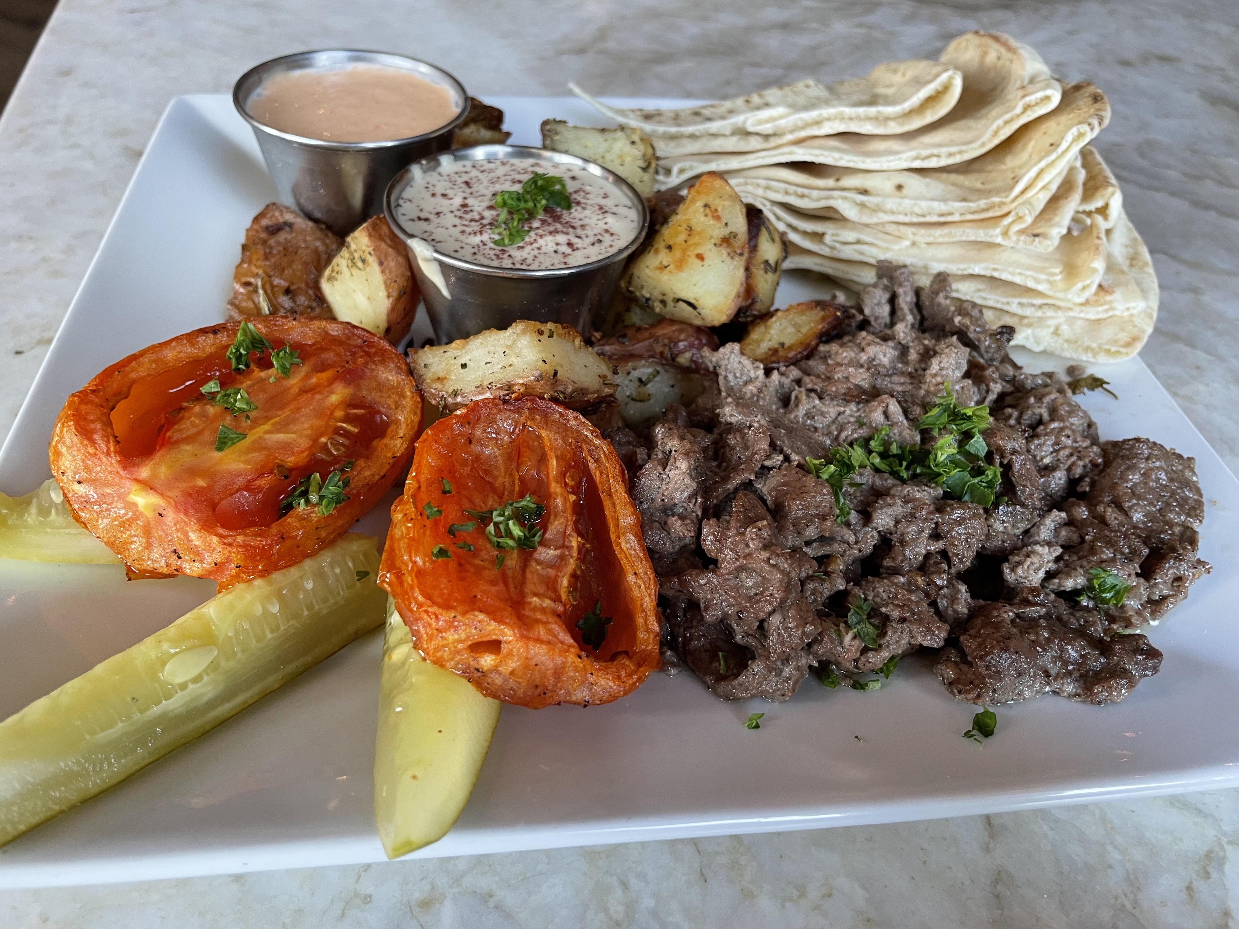 Order Beef Shawarma food online from Cafe Athena store, San Diego on bringmethat.com