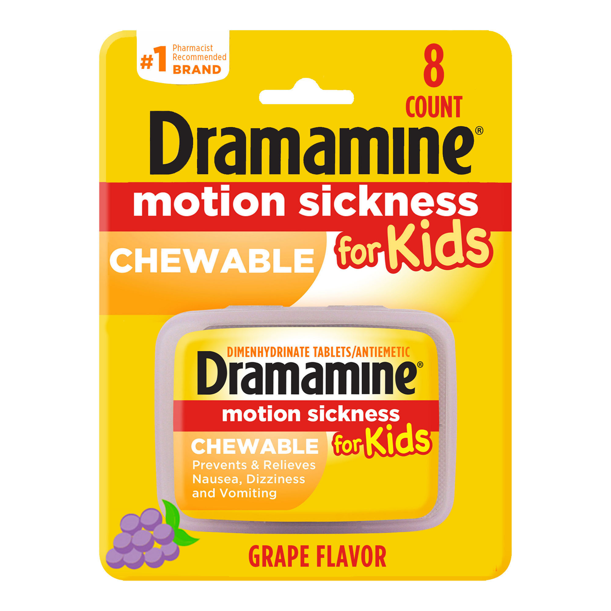 Order Dramamine Chewable Motion Sickness Relief for Kids - Grape, 8 ct food online from Rite Aid store, MILLER PLACE on bringmethat.com