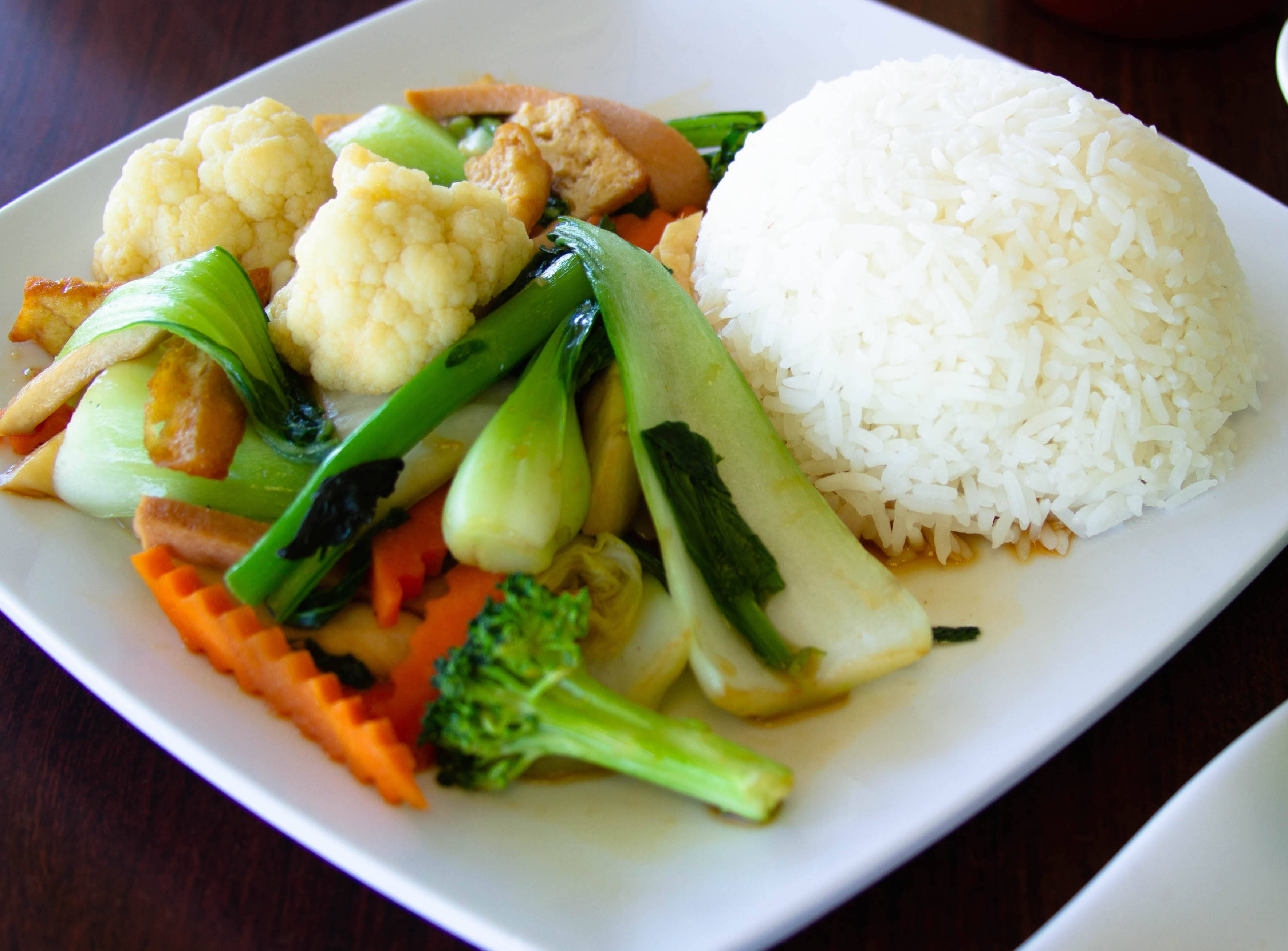 Order Stir-Fry Veggie with Steam Rice (Vegan) food online from Thanh Tinh Chay store, San Diego on bringmethat.com