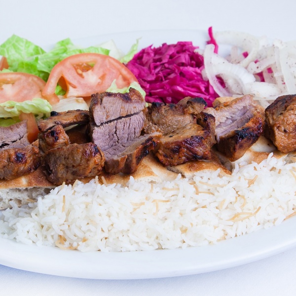 Order Lamb Kabob Plate food online from Abu Omar Halal - Webster store, Webster on bringmethat.com