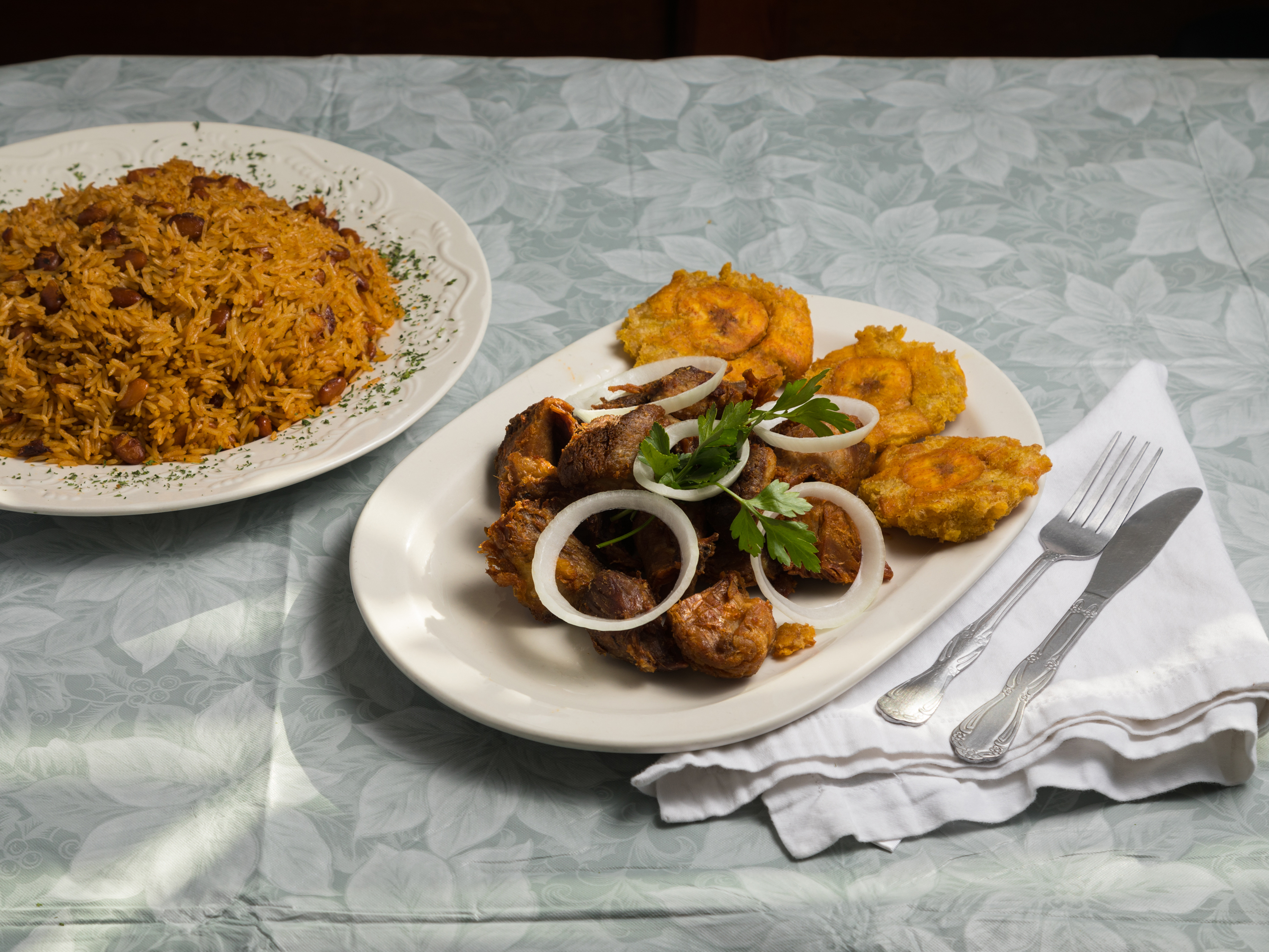 Order Fried Pork with Plantains food online from J&R Restaurant And Bakery store, Malden on bringmethat.com