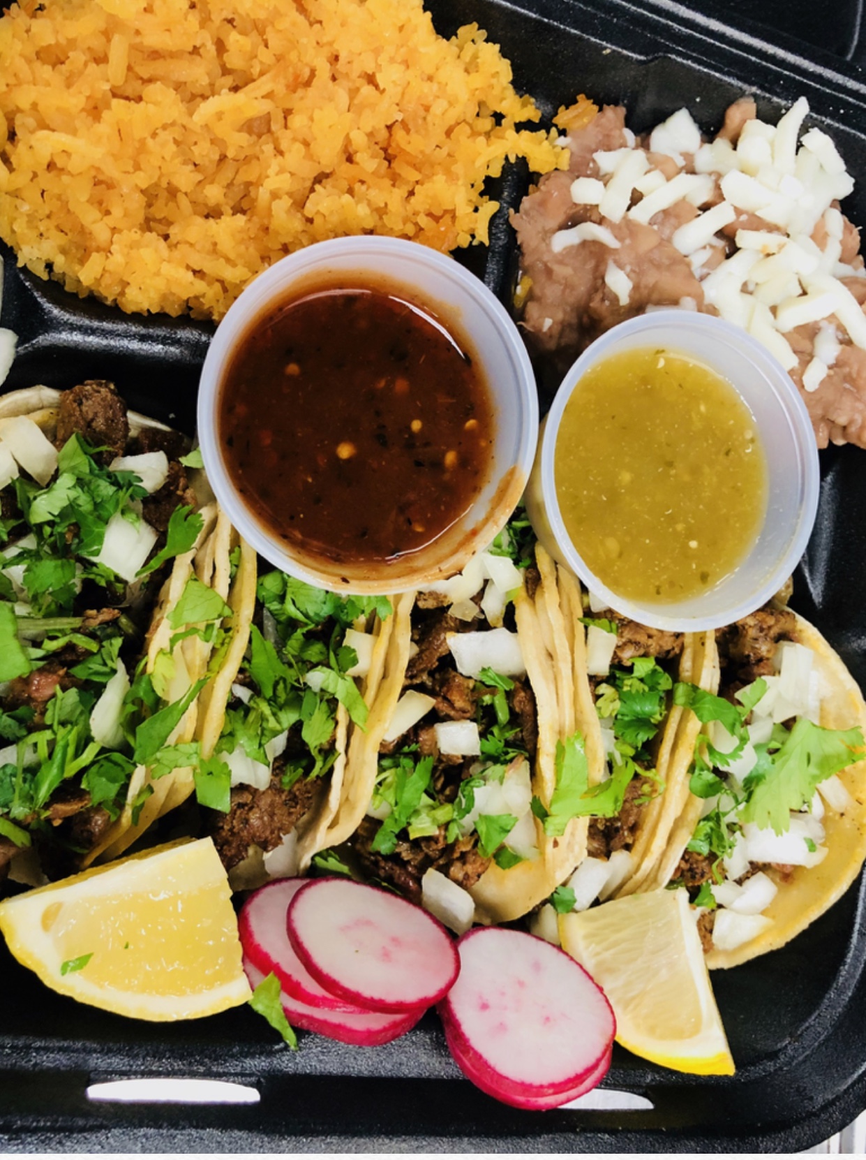 Order 5 Tacos Platter food online from Taqueria store, Bakersfield on bringmethat.com
