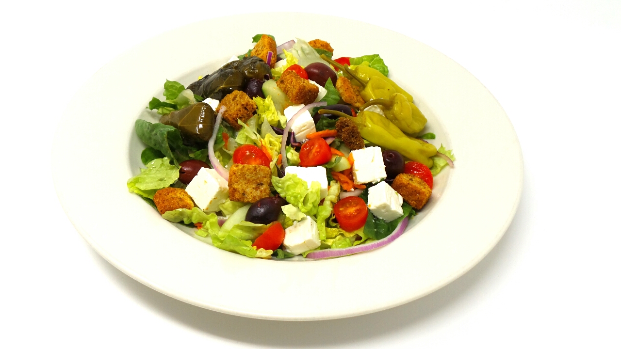 Order Greek Salad food online from Arcuris Pizza & Salad store, Cos Cob on bringmethat.com