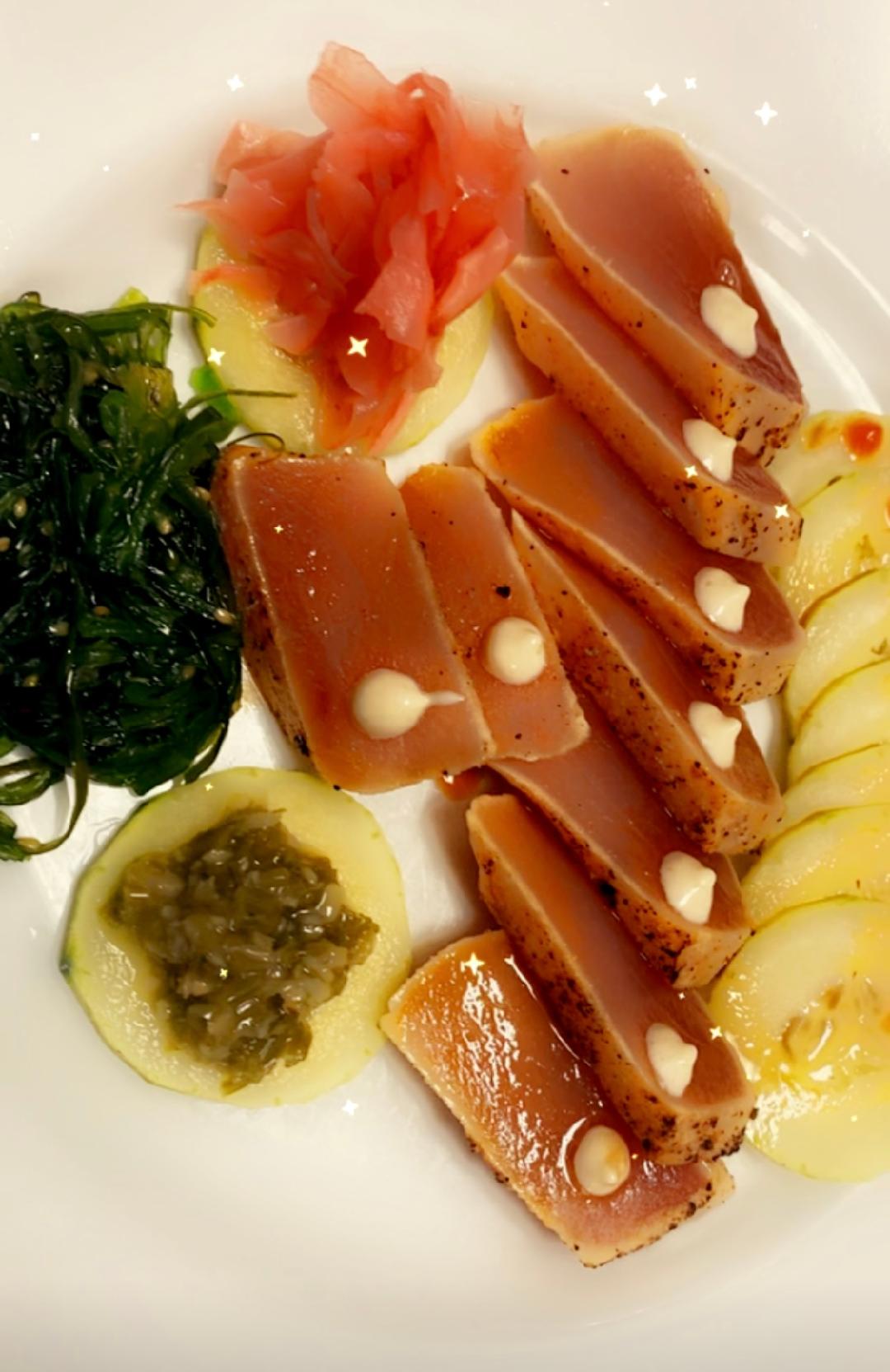 Order Seared Albacore Sashimi (7 Pieces) food online from 760 Sushi Bros store, Victorville on bringmethat.com