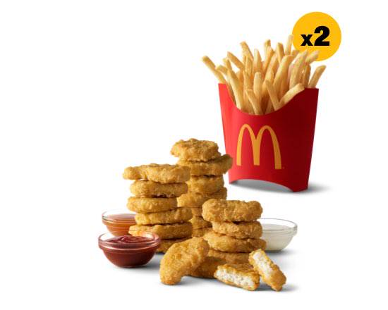Order 20 McNuggets & 2 Medium Fries food online from Mcdonald® store, WATERBURY on bringmethat.com