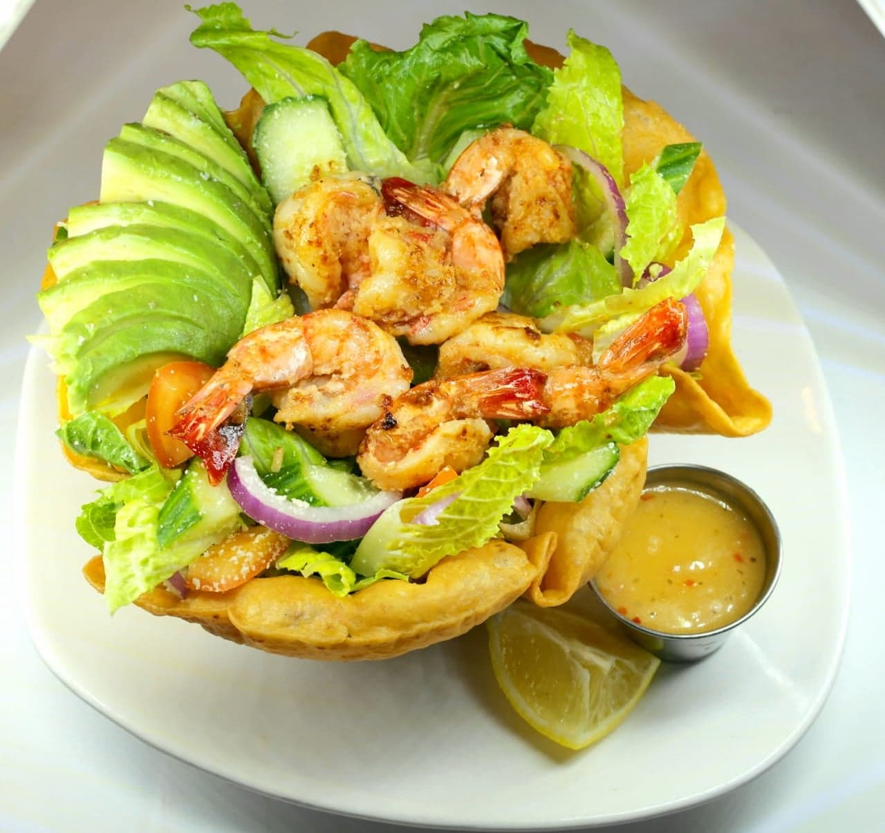 Order Grilled Shrimp Taco Salad food online from Dimension Latin Grill store, Philadelphia on bringmethat.com