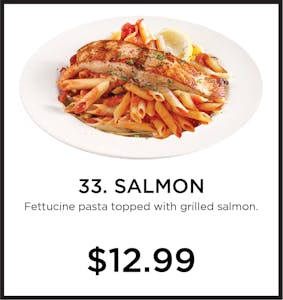 Order 33. Salmon Pasta food online from Mystic Grill store, La Mesa on bringmethat.com