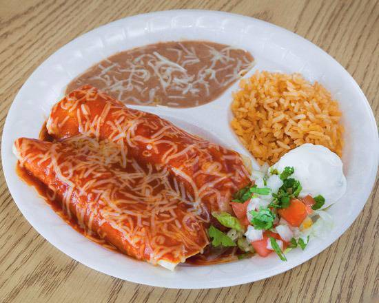 Order 2 Enchilada Plate food online from Fresco Mexican Grill store, Bakersfield on bringmethat.com