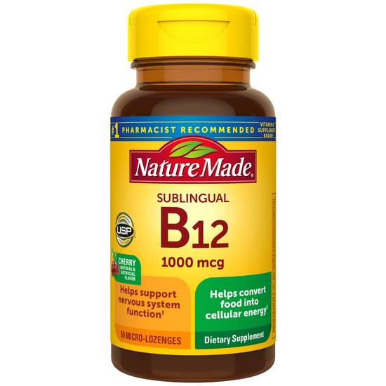 Order Nature Made Sublingual Vitamin B12 1000 mcg Lozenges Cherry (50 ct) food online from Rite Aid store, Palm Desert on bringmethat.com