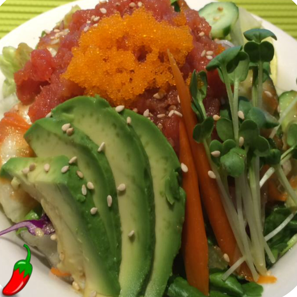 Order Spicy Tuna Salad food online from Roll Star Sushi store, Anaheim on bringmethat.com
