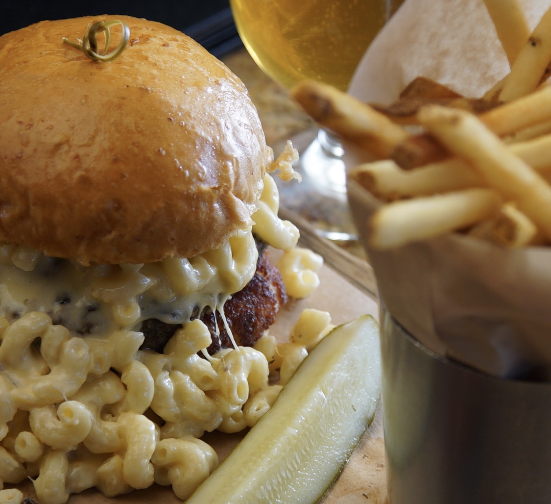Order Mac and Cheese Burger food online from The Standard Restaurant & Lounge store, Albany on bringmethat.com