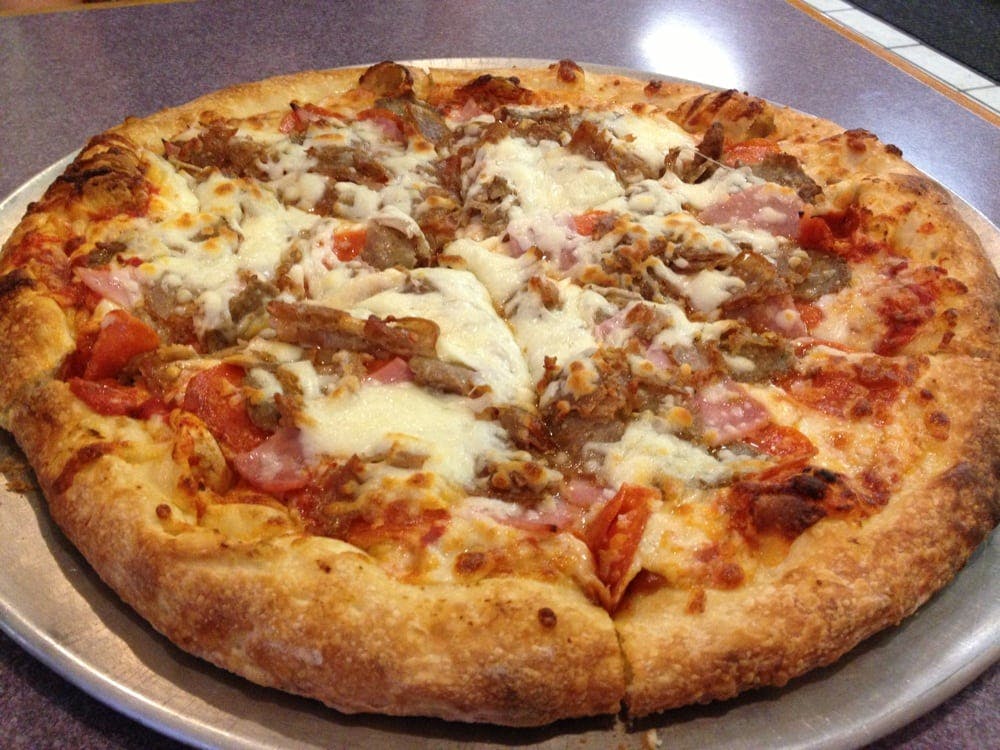 Order Meat Lovers Pizza - Medium 14'' food online from Rays Pizza store, Anthem on bringmethat.com