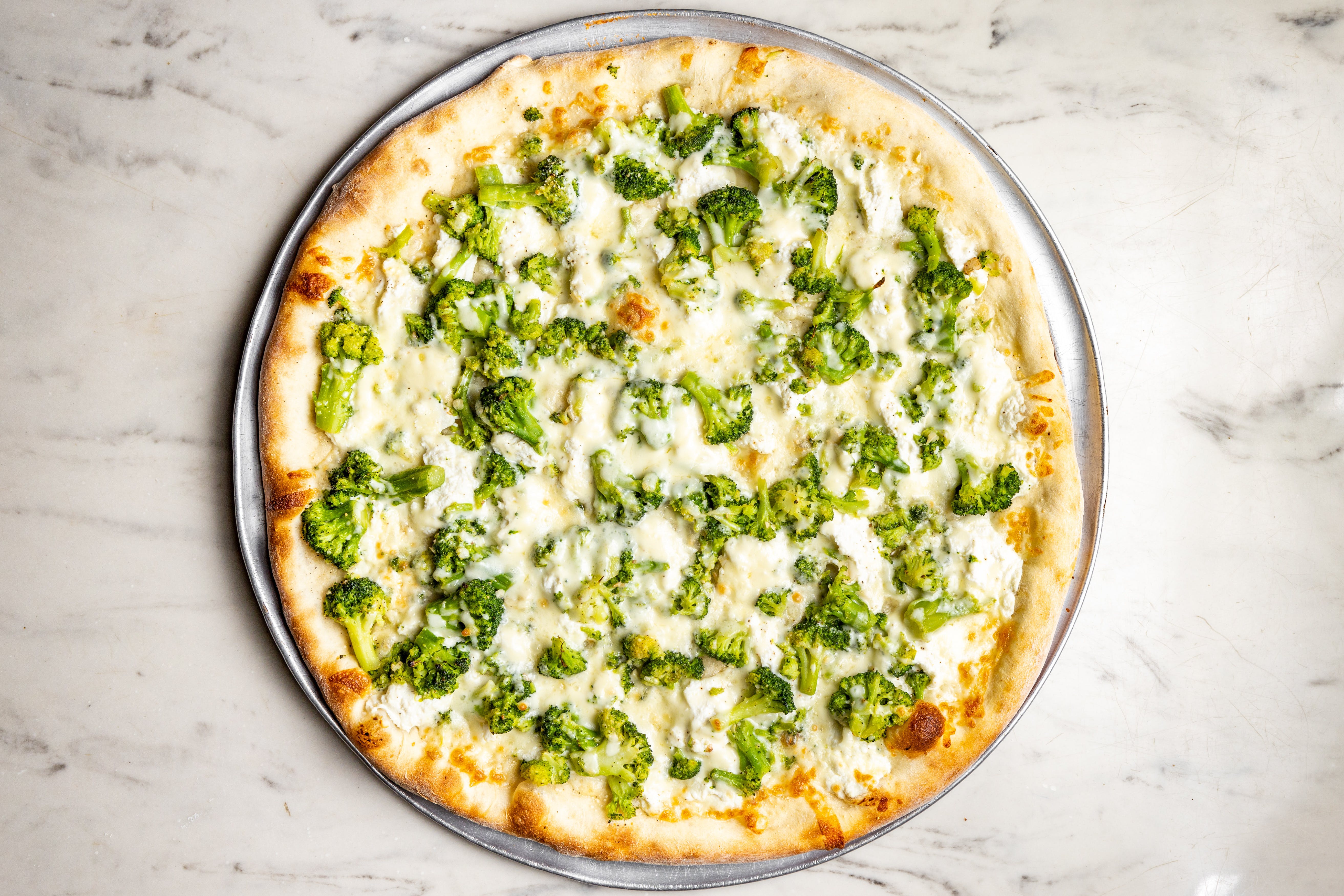 Order White Pizza with Broccoli - Regular food online from Graziella Pizza store, Flushing on bringmethat.com