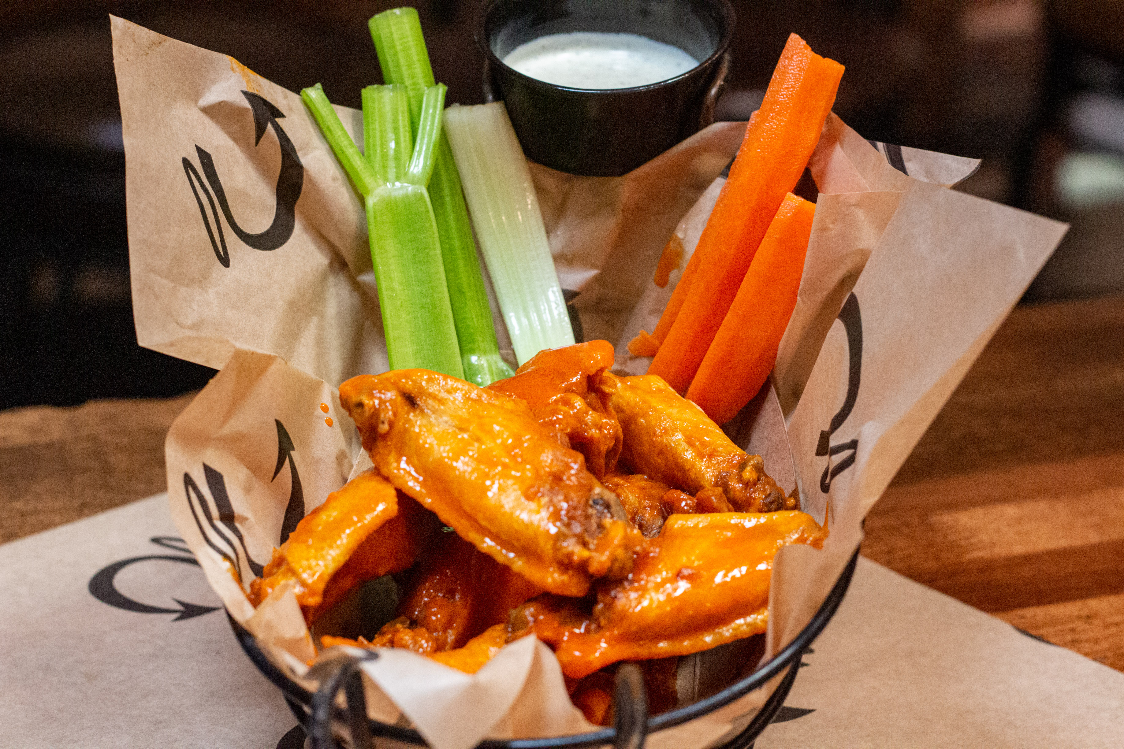 Order 8 Piece Jumbo Hot Wings Veggies and Ranch food online from Congregation Ale House store, Long Beach on bringmethat.com