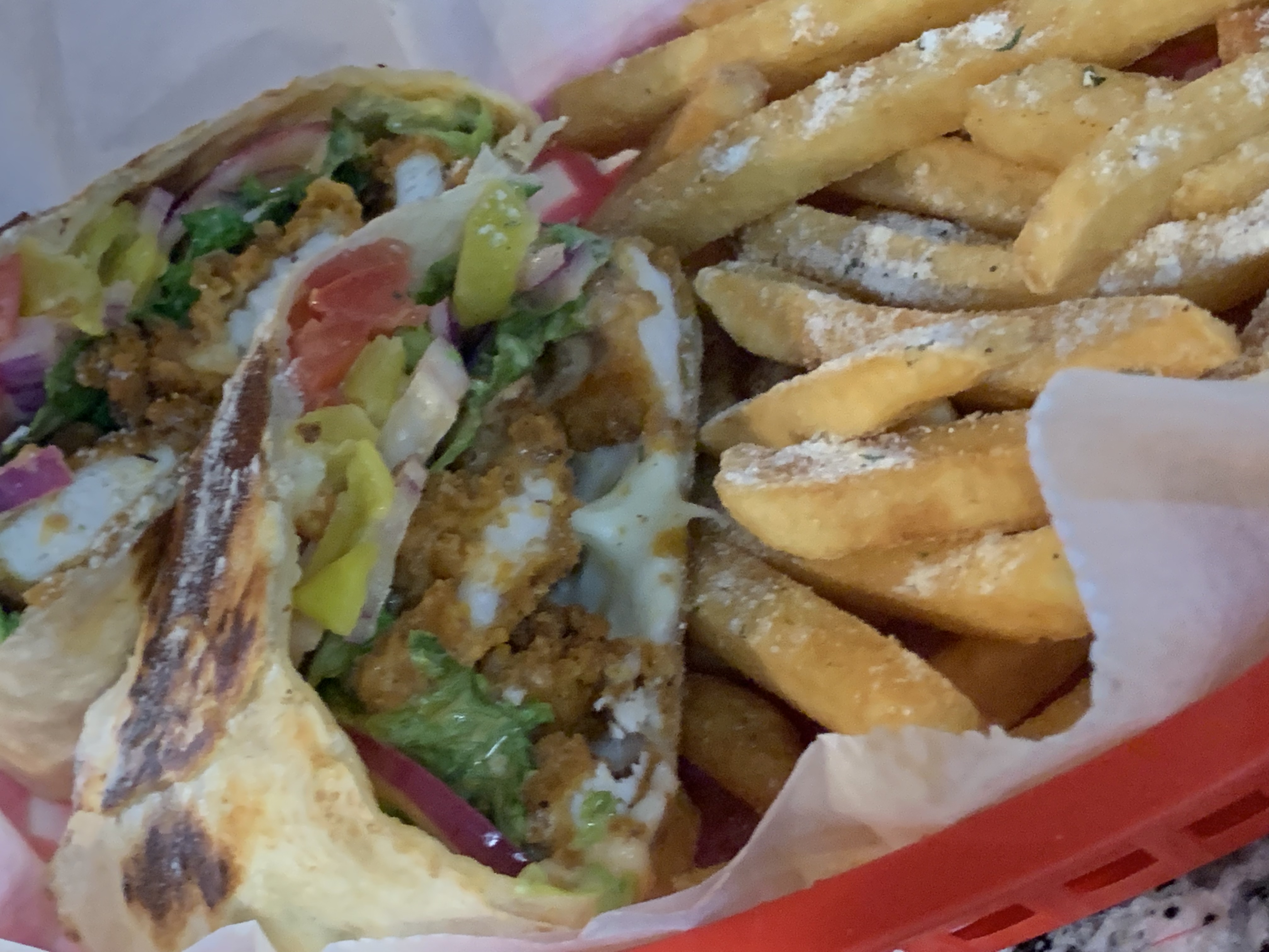 Order Crispy Chicken Wrap food online from Yapi Mediterranean Subs And Sandwiches store, Saint Louis on bringmethat.com