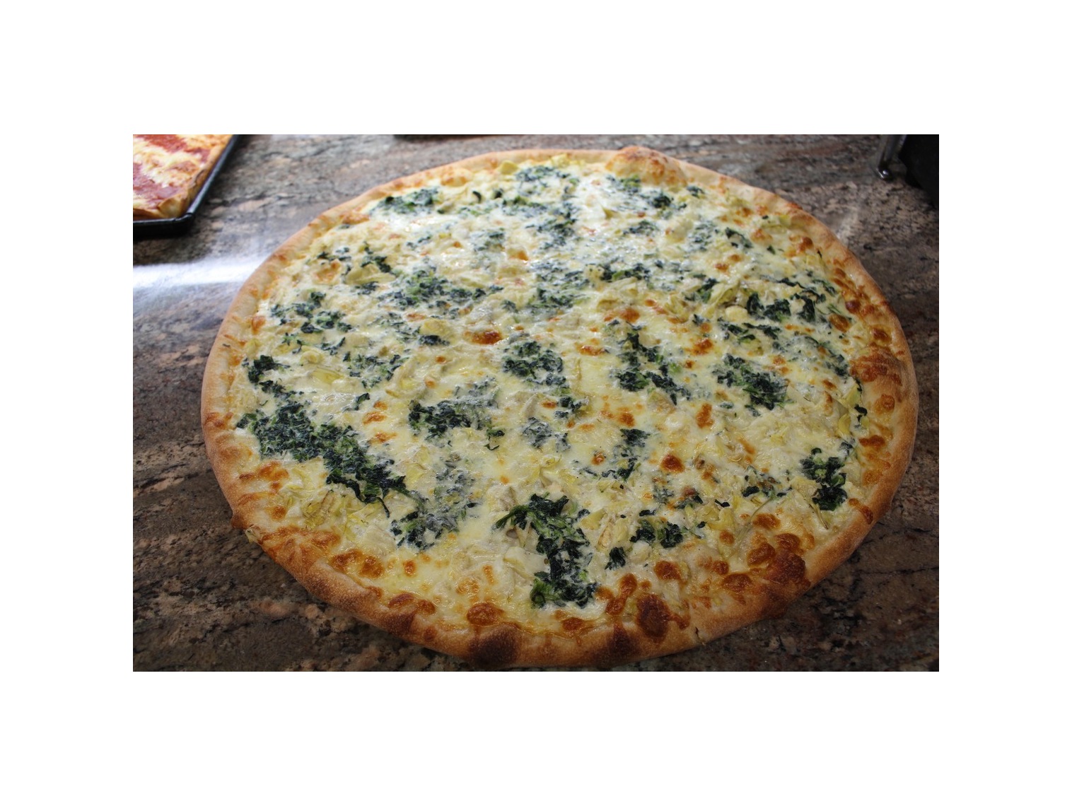Order Artichoke and Spinach Pie - 18" Round Pie food online from Previti Pizza store, New York on bringmethat.com