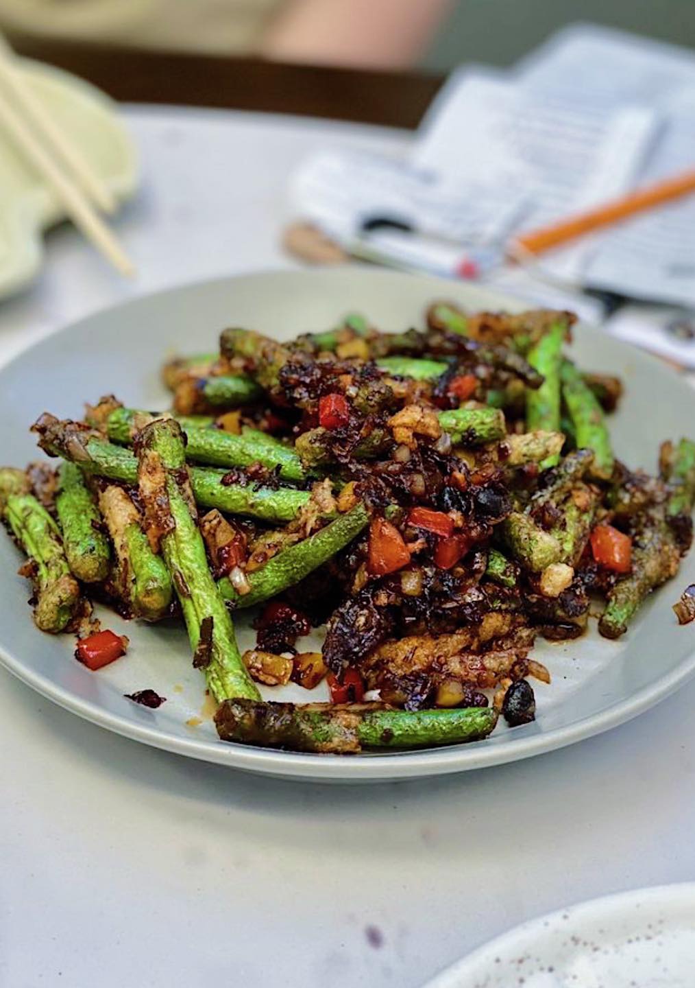 Order Sichuan Green Beans | 乾烹四季豆 food online from Palette Tea Garden store, San Mateo on bringmethat.com