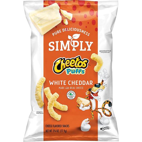 Order Simply Cheetos Puffs White Cheddar food online from Deerings Market store, Traverse City on bringmethat.com