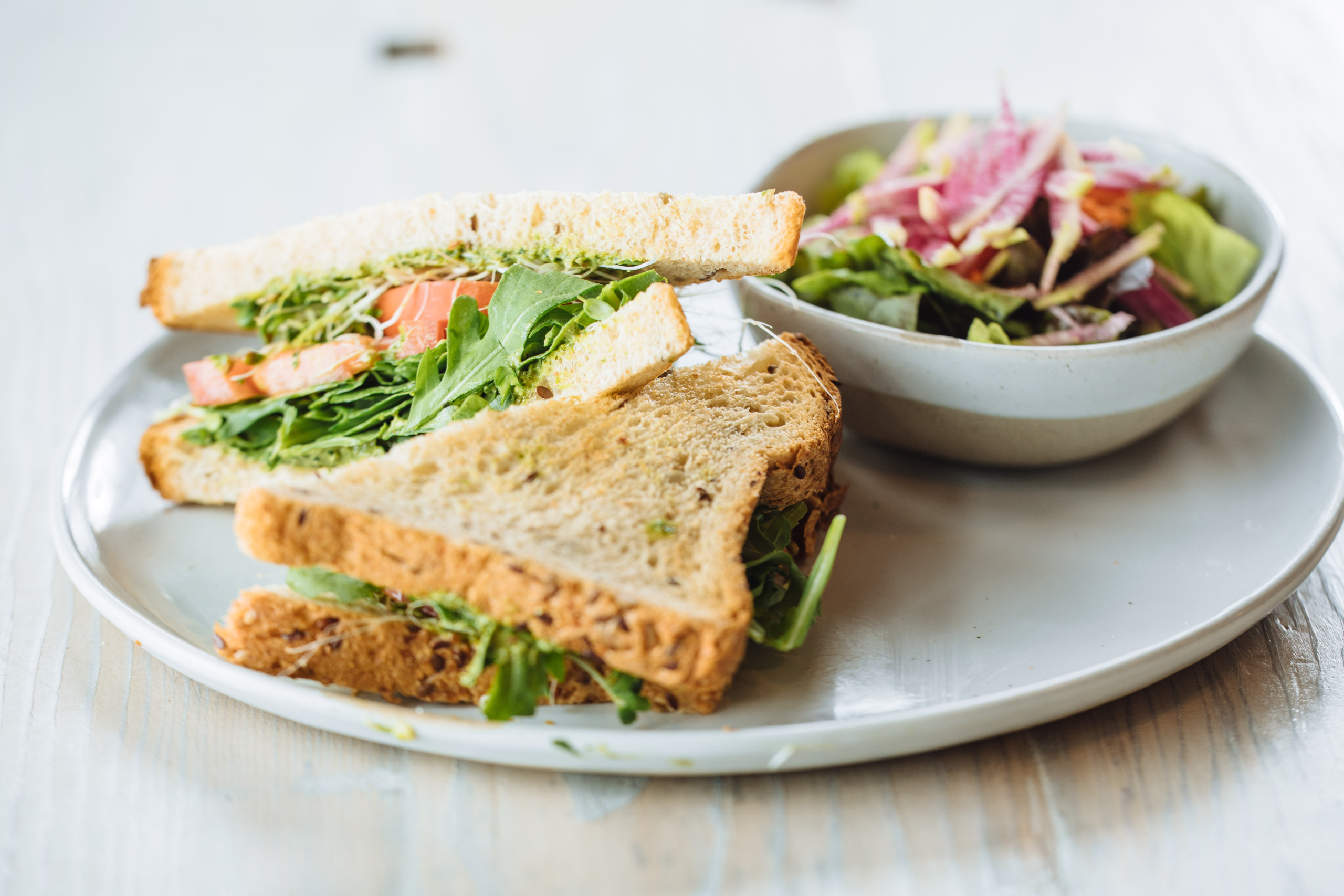 Order Pesto Sandwich food online from Tribal All Day Cafe store, Dallas on bringmethat.com