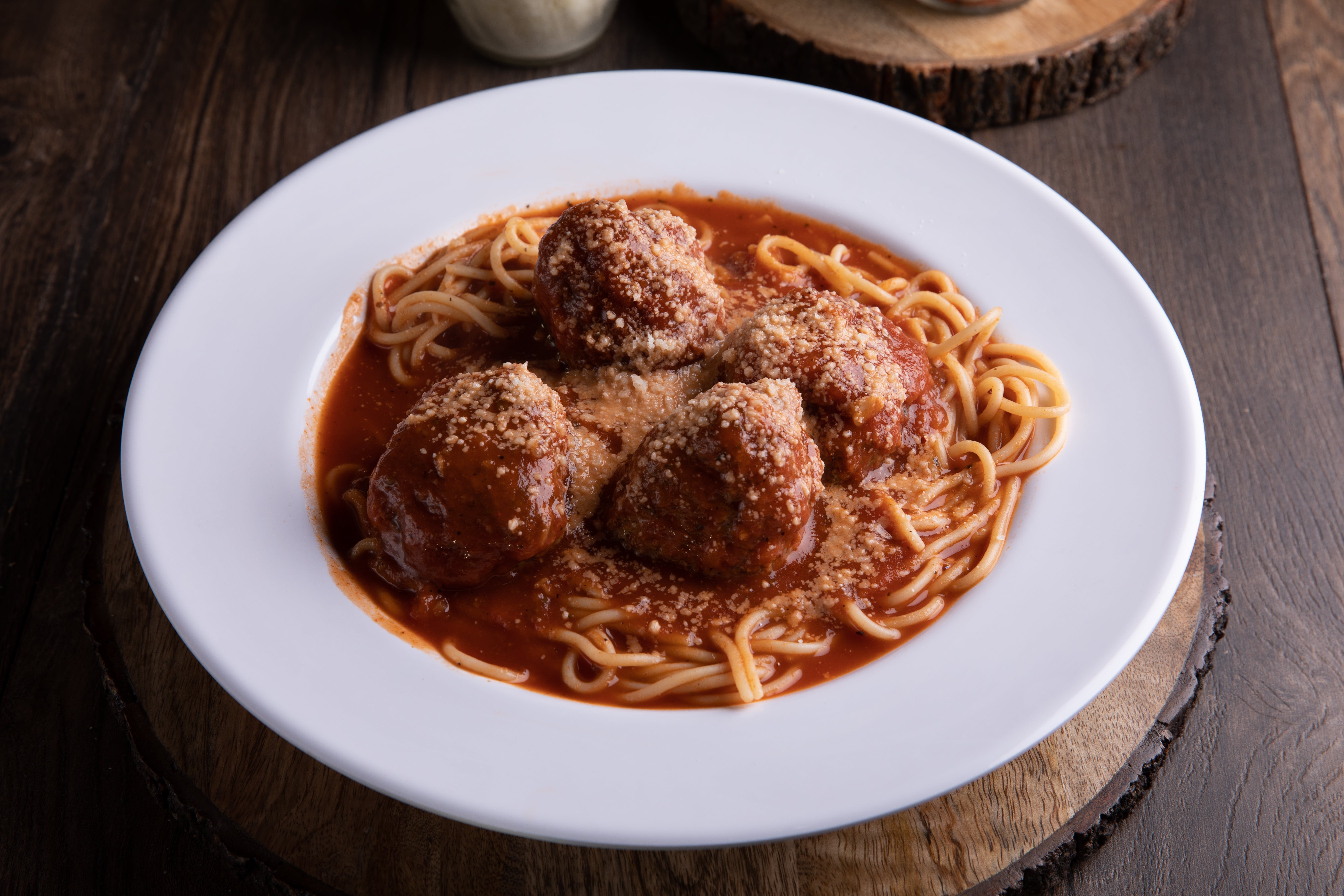 Order Spaghetti & Meatball - Small food online from 500 Degrees Pizzeria store, Charlotte on bringmethat.com