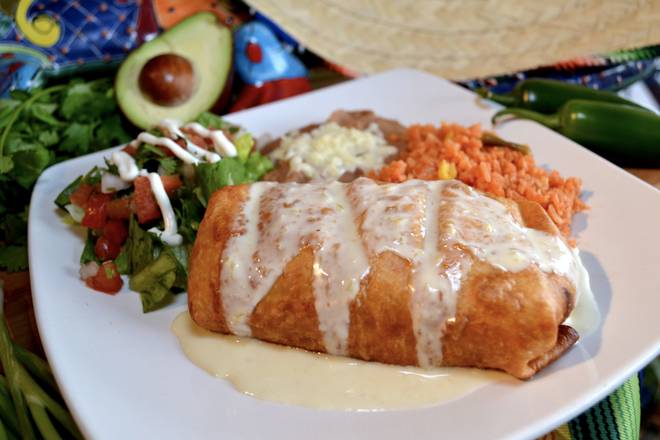 Order Chimichanga (Lunch) food online from Senor Iguanas store, Clarksville on bringmethat.com