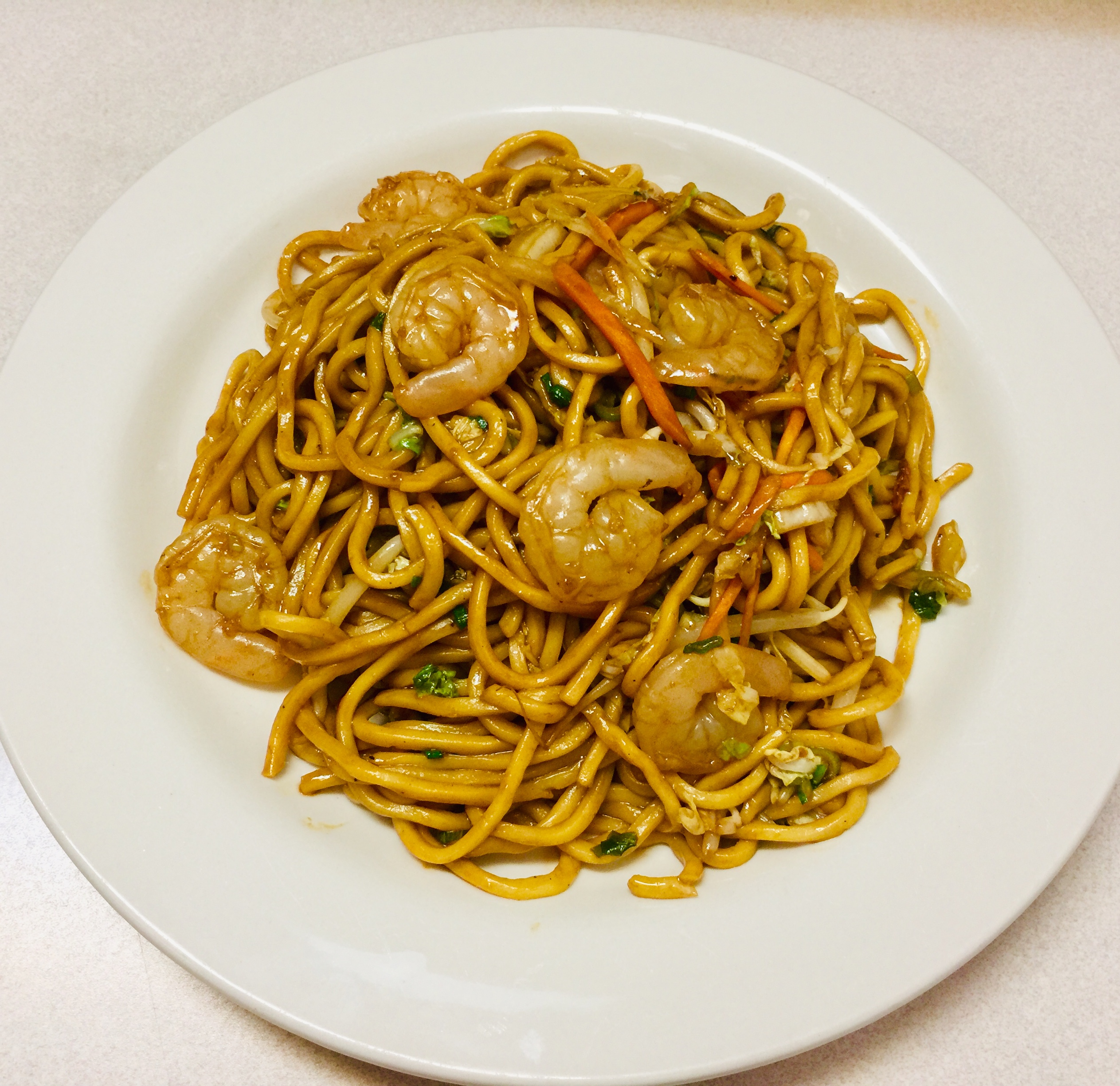 Order 45. Shrimp Lo Mein food online from Wing Shun Kitchen store, Holbrook on bringmethat.com