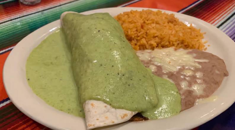 Order 23. Burrito Poblano food online from Maya Mexican Restaurant store, Homewood on bringmethat.com