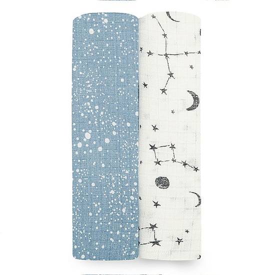 Order aden + anais™ essentials 2-Pack Cosmic Viscose Swaddles in Blue food online from Bed Bath & Beyond store, Sandy on bringmethat.com