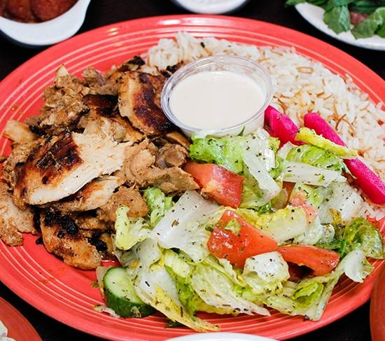 Order Chicken Shawarma Plate food online from Sunnin Lebanese Cafe store, Los Angeles on bringmethat.com
