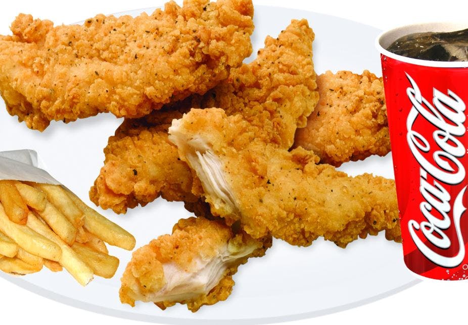 Order Chicken Tenders with Fries & Drink - Entree food online from Yaya Pizza store, Upland on bringmethat.com