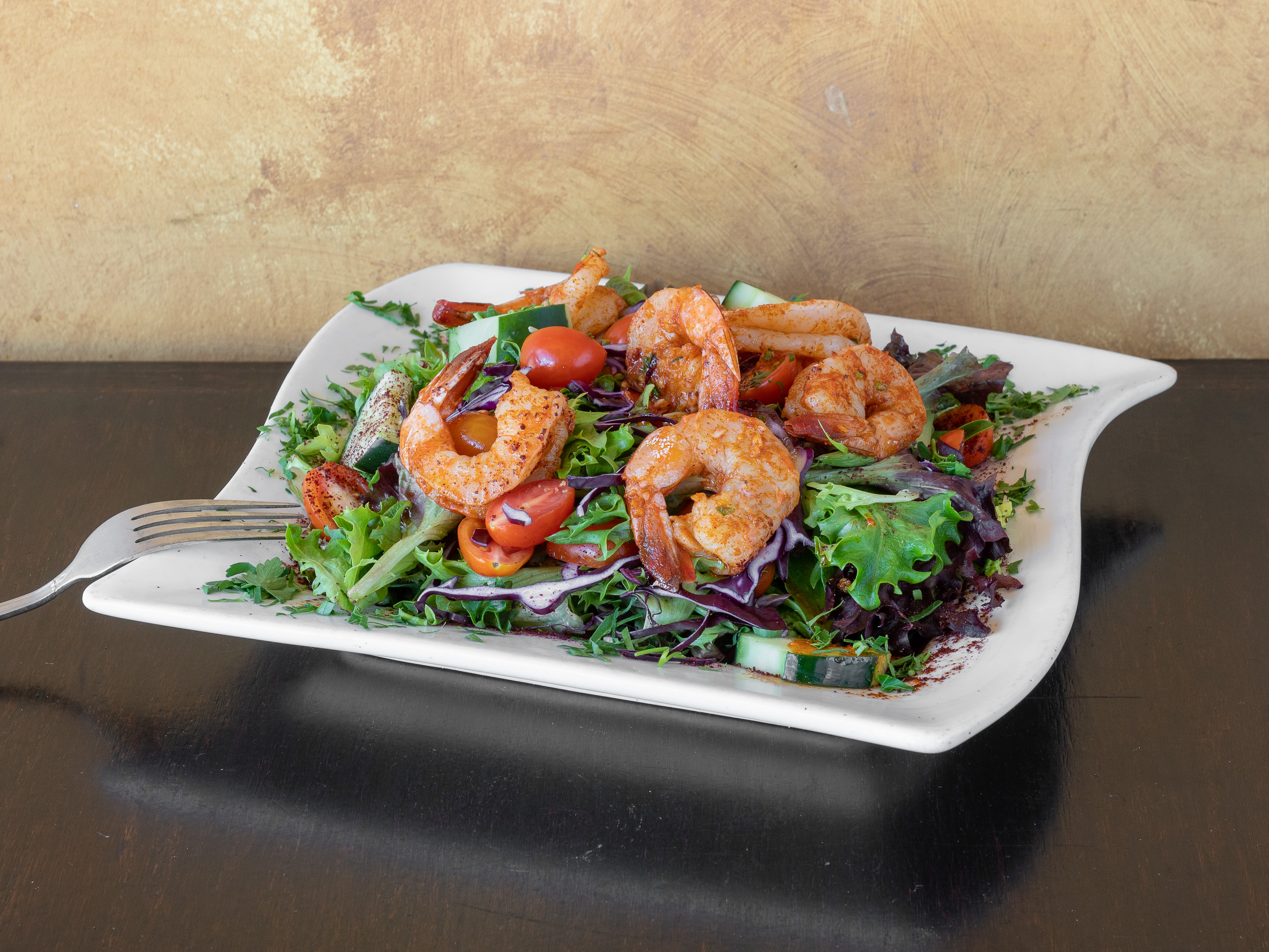 Order Grilled wild Shrimp over Mixed Greens Salad food online from Mazzat store, Brooklyn on bringmethat.com