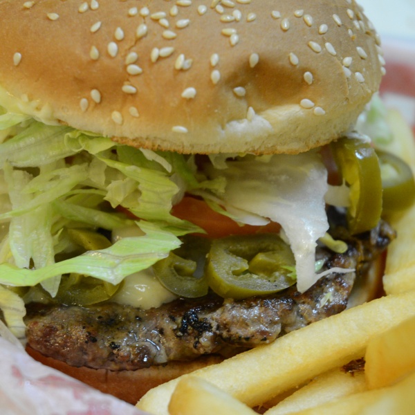 Order Jalapeno Burger with Fries food online from Jay's Cheesesteak store, San Francisco on bringmethat.com