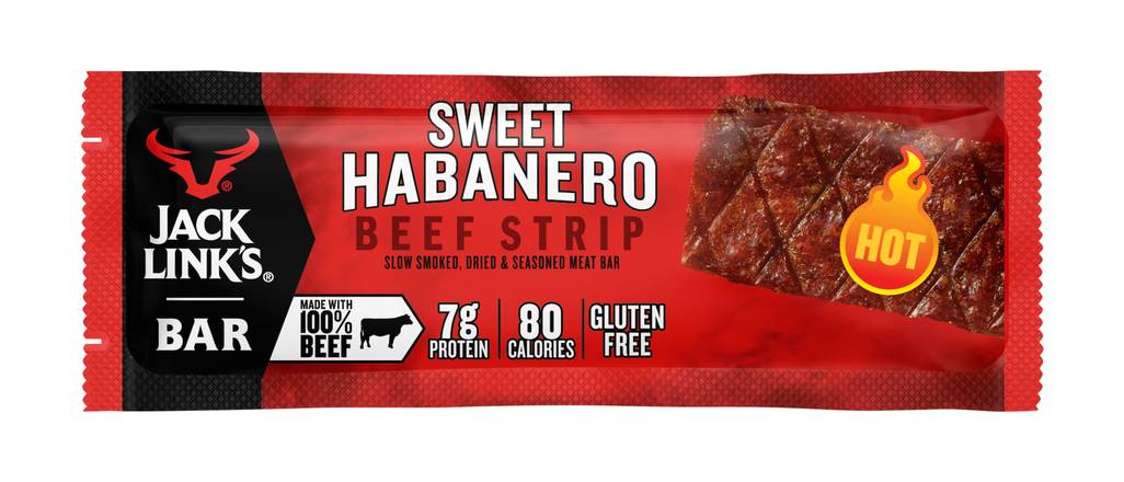 Order Jack Link's Beef Jerky Beef Strip Bar Jerky Hot Sweet Habanero (0.9 oz) food online from Rite Aid store, Yamhill County on bringmethat.com