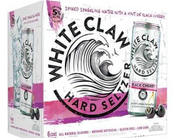 Order White Claw Black Cherry, 12oz 6-Pack (5% ABV) food online from Moby Liquor store, Los Angeles on bringmethat.com