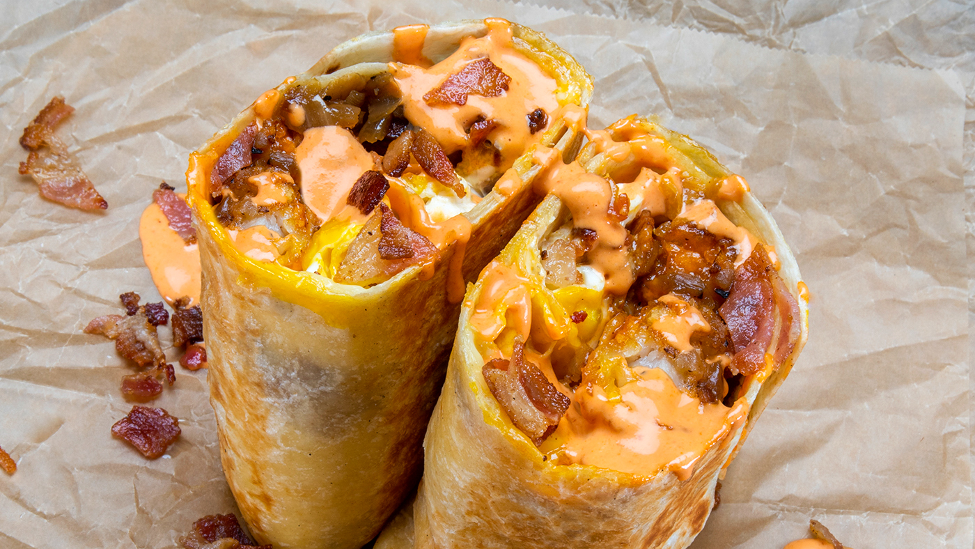 Order Bacon Burrito- food online from Bad-Ass Breakfast Burritos store, Sandy on bringmethat.com